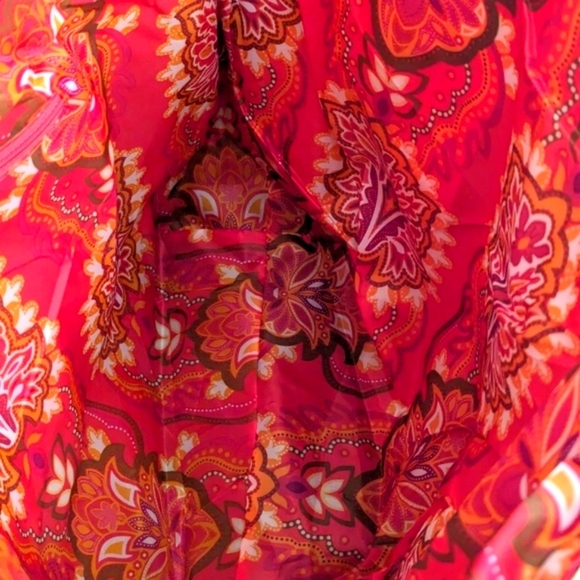 NWOT Bronze Metallic Faux Leather -Snap Shut Tote Bag w/ Bright Floral Lining - Picture 11 of 14